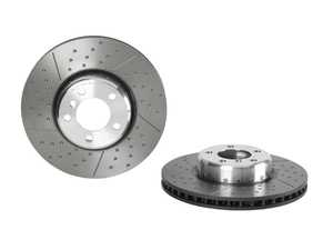 ES#4488075 - 34106797602bKT - Front Cross Drilled And Dimpled Brake Rotors - Pair (340x30) - High carbon rotors utilizing cutting edge technologies that improve performance, durability, resistance to environmental effects, and comfort. - Brembo - BMW