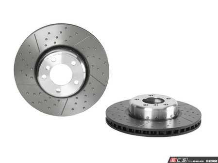 ES#4488075 - 34106797602bKT - Front Cross Drilled And Dimpled Brake Rotors - Pair (340x30) - High carbon rotors utilizing cutting edge technologies that improve performance, durability, resistance to environmental effects, and comfort. - Brembo - BMW