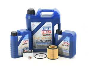 ES#4135413 - 111375351063KT3 - Liqui Moly Oil Change Kit - Featuring Leichtlauf High-Tech engine oil, Mann filter, and an Titanium Magnetic Oil Drain plug - Assembled By ECS - BMW