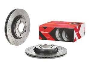ES#4488376 - 8E0615301BKT - Rear UV Coated Cross Drilled Brake Rotors - Pair (280x22) - Features Brembo's special UV paint treatment that guarantees superior corrosion resistance. - Brembo - Audi