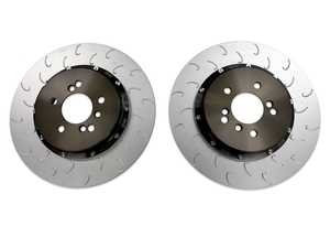 ES#4488466 - 034-301-2009 - 2-Piece Rear Brake Rotor Kit - 370x24mm Silver Hats - Upgraded 2-piece rotors for you M car - features J-slots for pad cleaning and outgassing without the noise of a traditional slotted rotor! - 034Motorsport - BMW