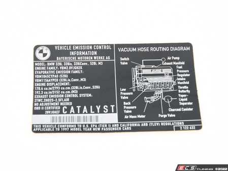 ES#184919 - 71212122632 - Exhaust Emissions Label - Genuine BMW - BMW