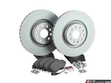 ES#3538360 - 1k0615301adKT3 - Front Brake Service Kit (340x30) - Featuring Zimmerman rotors and ECS DD23 "Daily Driver" ceramic pads. - Assembled By ECS - Audi Volkswagen