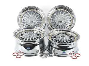 ES#4447273 - ESM002RPL18X95KT - 18" ESM-002M Wheels - Staggered Set Of Four - 18x8/ET32 18x9.5/ET38 5x100/5x112 57.1CB - Platinum Chrome/Gold Rivets - ESM Wheels - Audi Volkswagen