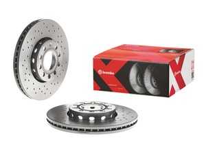 ES#4492718 - 8E0615301QXKT - Cross Drilled UV Coated Brake Rotors - Pair (288x25) - Features Brembo's special UV paint treatment that guarantees superior corrosion resistance. - Brembo - Audi Volkswagen