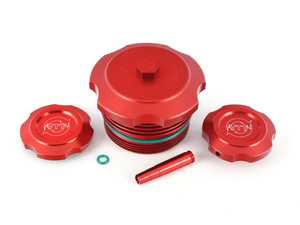 ES#4464235 - TRIPLECAPRED1 - VTT N5X/S55/N2X Triple Billet Cap Kit - Red - Get rid of the plastic caps and add some color to your engine bay! - Vargas Turbo Technologies - BMW