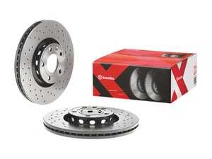 ES#4492758 - 3b0615301bxKT - Cross Drilled UV Coated Brake Rotors - Pair (312x25) - Features Brembo's special UV paint treatment that guarantees superior corrosion resistance. - Brembo - Audi Volkswagen