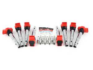 ES#4361436 - 06E905115G - Ignition Service Kit - Includes eight Bremi red coils and eight Genuine spark plugs - Assembled By ECS - Audi
