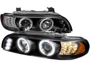 ES#3021232 - 2LHPE3997JM8V2TM - Spec D LED Halo Projector Headlights with LED Turn Signals - Matte Black Housing/Clear Lens - E39 - LED Turn Signals, Matte Black Housing, Clear Lens - Spec-D Tuning - BMW