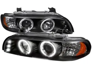 Spec D LED Halo Projector Headlights - Matte Black Housing/Clear Lens - E39