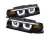 ES#3021475 - LHPE3895JMTM - LED Dual Halo Projector Headlight Set - Matte Black Housing/Clear Lens - E38 - Matte black housing, clear lens dual halo projector headlights with LED light bar - Spec-D Tuning - BMW