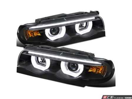 ES#3021475 - LHPE3895JMTM - LED Dual Halo Projector Headlight Set - Matte Black Housing/Clear Lens - E38 - Matte black housing, clear lens dual halo projector headlights with LED light bar - Spec-D Tuning - BMW