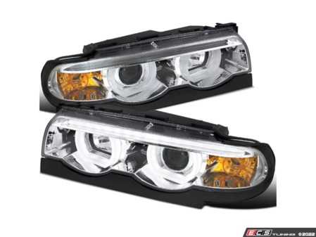 ES#3021476 - LHPE3895TM - LED Dual Halo Projector Headlight Set - Chrome Housing/Clear Lens - E38 - Chrome housing, clear lens dual halo projector headlights with LED light bar - Spec-D Tuning - BMW