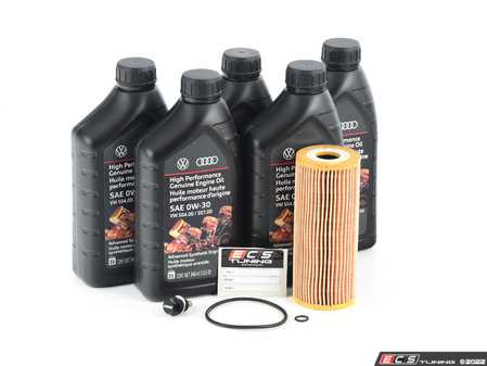 ES#4362486 - MK419TDIECS030KT - Genuine Oil Service Kit - With ECS Magnetic Drain Plug - Includes Genuine oil filter and Genuine 0w-30 oil - Assembled By ECS - Volkswagen