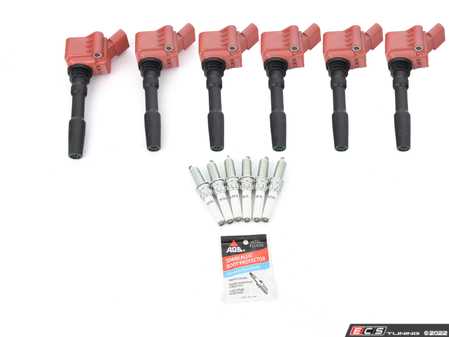 ES#4475298 - 06M905606F4KT - Performance Ignition Service Kit - Includes six Red CTS coil packs and OEM spark plugs to service your ignition system - Assembled By ECS - Audi