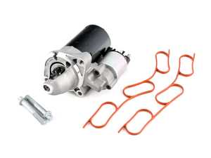 ES#4147687 - 12412354693BKT2 - Starter Motor Replacement Kit  - Includes new starter with no core charge, intake gaskets, and hardware. - Assembled By ECS - BMW