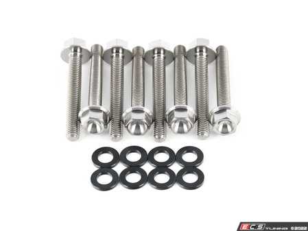 ES#4476328 - TI-M6X1X40-8BK - Titanium 4.0T Ignition Coil Hardware Kit - Set Of Eight With Black Titanium Washers  - Replace your pesky OEM ignition coil tiedown studs with these titanium bolts! - ECS - Audi