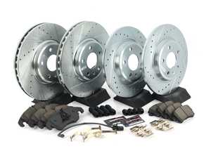 ES#3157361 - K5754 - Power Stop Z23 Evolution Sport Front & Rear Brake Kit (320mm/300mm) - A complete 4-wheel performance brake upgrade featuring drilled & slotted rotors and low-dust carbon-fiber ceramic pads. - Power Stop - Audi