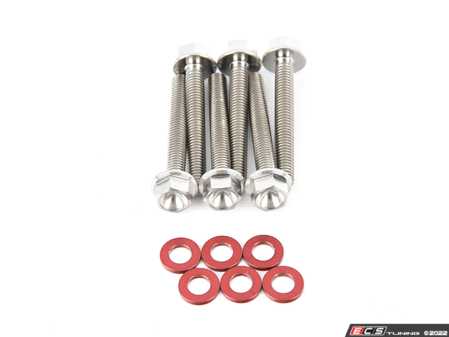 ES#4476331 - TI-M6X1X40-6RD - Titanium  3.0T/2.9T Ignition Coil Hardware Kit - Set Of Six Red Titanium Washers  - Replace your pesky OEM ignition coil tiedown studs with these titanium bolts! - ECS - Audi