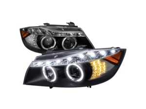 ES#3021240 - 2LHPE9005JM8V2TM - Spec D Dual Halo Projector Headlights with LED Light Strip & LED Signals - Matte Black Housing/Clear Lens - E90 Pre LCI - LED light strip & LED turn signal lights - Matte Black Housing/Clear Lens - Spec-D Tuning - BMW