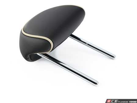ES#3582758 - 52209808828 - Rear Headrest - Center  Lounge Leather Black / White  - Mount to the center seat in the rear - Genuine MINI - MINI