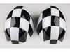 ES#4500416 - 51140301501 - Mirror Cap Checkered Flag - Set - Attaches to the front of the side mirror housing over the stock mirror cap, peel and stick - ECS - MINI