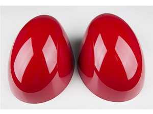 ES#4500420 - 51167030715R - Mirror Cap JCW Red - Set - Attaches to the front of the side mirror housing over the stock mirror cap, peel and stick - ECS - MINI