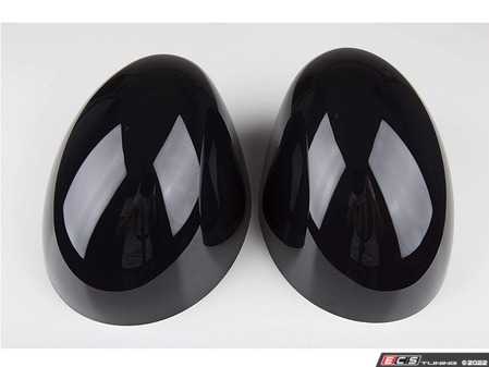 ES#4500422 - 51167030715B - Mirror Cap Black - Set - Attaches to the front of the side mirror housing over the stock mirror cap, peel and stick - ECS - MINI