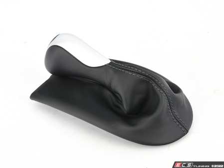 ES#1486120 - 99642407505EVZ - Shift Knob With Boot - Black/Silver - Leather with silver painted inlay, black shift pattern insert, and leather boot - Genuine Porsche - Porsche