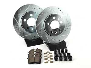 ES#3157898 - K920 - Power Stop Z23 Evolution Sport Rear Brake Kit (256mm) - A direct-fit upgrade with drilled & slotted zinc-plated rotors and low-dust carbon-fiber ceramic pads. - Power Stop - Audi Volkswagen