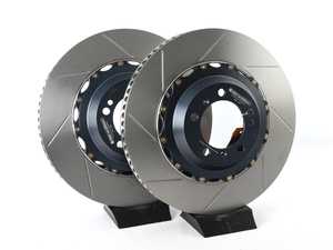 ES#4474246 - A2-156 - Rear 2-Piece Floating Slotted Rotors - Pair - Replace your incredibly expensive carbon ceramic rotors with these floating cast iron conversions - Girodisc - Porsche