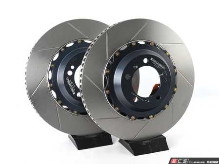 ES#4474246 - A2-156 - Rear 2-Piece Floating Slotted Rotors - Pair - Replace your incredibly expensive carbon ceramic rotors with these floating cast iron conversions - Girodisc - Porsche