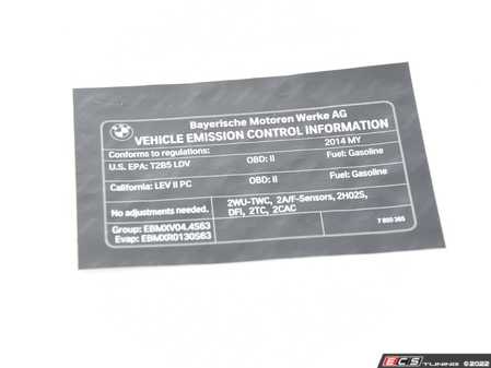 ES#2756235 - 71227850365 - Exhaust Emissions Label - Genuine BMW - BMW