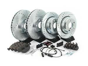 ES#3157351 - K5733 - Z23 Evolution Sport Brake Kit - Front and Rear - Includes drilled and slotted rotors, carbon fiber infused ceramic brake pads, and all new premium hardware. - Power Stop - BMW