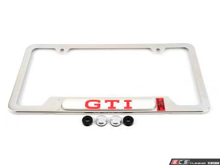 ES#4429318 - 5H0071801A - GTI License Plate Frame - Polished - Stainless steel plate frame featuring the GTI script - Genuine Volkswagen Audi - Volkswagen