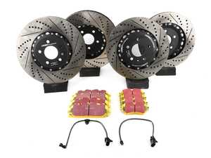 ES#4057315 - 023938ecs02KT1 - Front & Rear Performance Brake Service Kit - 2-Piece  - Comprehensive kit includes 2-piece rotors, pads, sensors, and set screws - Upgrade your brake system with ECS 2-piece rotors and EBC Yellow Brake Pads! - Assembled By ECS - Audi