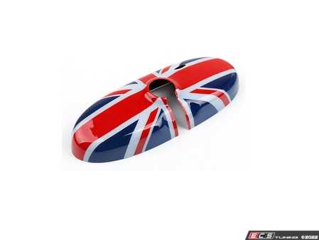 ES#4505045 - 82252336849 - Union Jack Cover Rearview Mirror - Attaches to the back of the center mirror : manual dip or auto dip - ECS - MINI