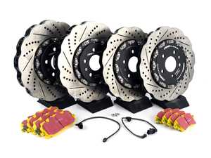 ES#4057321 - 023940ECSKT - Front & Rear Performance Brake Service Kit - Tru-Float Scalloped - Comprehensive kit includes Tru-Float rotors, pads, sensors, and set screws - Upgrade your brake system with ECS 2-piece Tru-Float scalloped rotors and EBC Yellow Brake Pads! - Assembled By ECS - Audi