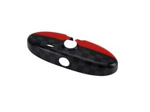 ES#4505143 - 511623393761 - Checkered / Chili Red Cover Rearview Mirror - Attaches to the back of the center mirror - manual dip or auto dimming - ECS - MINI