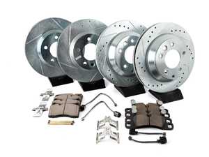 ES#3157710 - K6724 - Power Stop Z23 Evolution Sport Front & Rear Brake Kit (330mm/330mm) - A performance complete 4-wheel upgrade featuring precision cross-drilled & slotted rotors, low-dust carbon-fiber ceramic pads, and integrated electronic wear sensors. - Power Stop - Volkswagen