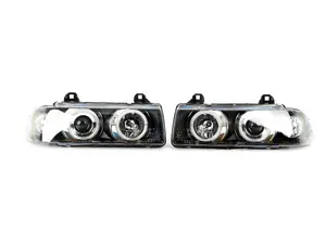 LED Halo Projector Headlight Set - Matte Black - E36