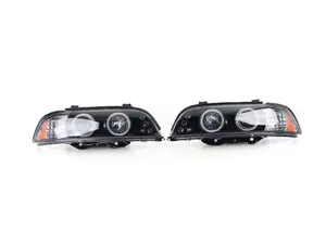 Spec D LED Halo Projector Headlights - Gloss Black Housing/Smoke Lens - E39