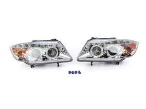 ES#4492458 - 2LHPE90058TM - Spec D Dual Halo Projector Headlights with LED Light Strip - Chrome Housing/Clear Lens - E90 Pre LCI - LED light strip & Standard turn signal lights - Chrome Housing/Clear Lens - Spec-D Tuning - BMW