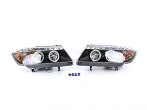 ES#3021239 - 2LHPE9005JM8TM - Spec D Dual Halo Projector Headlights with LED Light Strip - Matte Black Housing/Clear Lens - E90 Pre LCI - LED light strip & Standard turn signal lights - Matte Black Housing/Clear Lens - Spec-D Tuning - BMW