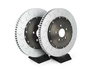 ES#4220117 - 034-301-1000 - 2-Piece Floating Front Brake Rotor Upgrade Kit (370x34) - Direct replacement rotors that reduce rotational mass and feature J-Slots for less noise but same benefits as conventional slots - 034Motorsport - Audi