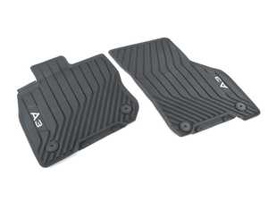ES#4413932 - 8Y1061221041 - Front All Weather Rubber Floor Mats - Satin Black - Deep grooves to trap dirt, water, and snow - Genuine Volkswagen Audi - Audi