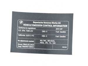 ES#2798171 - 71228642481 - Exhaust Emissions Label - Genuine BMW - BMW