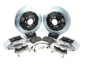 ES#3118039 - 83.135.0047.63 - StopTech Rear 4 piston big brake kit (355x32mm)  - (NO LONGER AVAILABLE) - Comes with 4 piston silver calipers, 2 piece silver slotted rotors and stainless steel brake lines. - Includes brackets and mounting bolts - StopTech - 