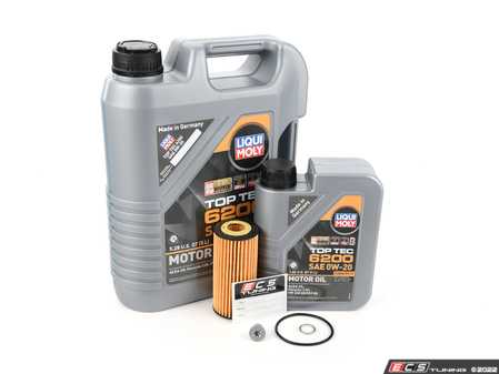 ES#4446003 - 06L115562B4KT - Liqui Moly Top Tec - Oil Service Kit (0W-20) - Includes 0W-20 Liqui Moly oil, Hengst filter, and Genuine drain plug - Assembled By ECS - Volkswagen