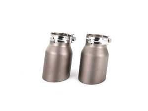 ES#4505617 - 011966LA07-03KT - ECS "Ti.22" UNIVERSAL Exhaust Tips - 3.5" Titanium - Matte Finish - Pair - 2.5" Clamp-on Inlet / 3.5" Single Wall, Slant Cut Outlet - ECS - Audi BMW Volkswagen Mercedes Benz MINI Porsche